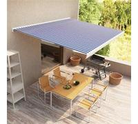 vidaXL Luifel gemotoriseerd 450x300 cm blauw en wit3052662 Blanc G