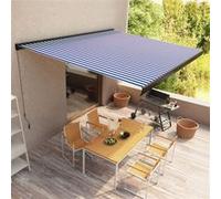 Luifel handmatig 450x300 cm blauw en wit3052707