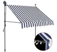 vidaXL Luifel handmatig uitschuifbaar met LED 100 cm blauw en wit145841 Blanc G