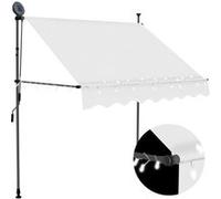 Luifel handmatig uitschuifbaar met LED 100 cm crÃmekleurig145869