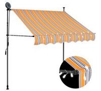 vidaXL Auvent manuel rétractable avec LED – 150 cm – Jaune et bleu