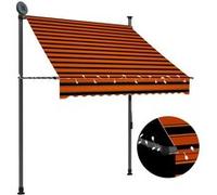 vidaXL Luifel handmatig uitschuifbaar met LED 150 cm oranje en bruin145877 G