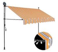 vidaXL Auvent Manuel Rétractable avec LED Store de Terrasse Auvent de Jardin Auvent de Balcon Extérieur Ombrage des Fenêtres 250 cm Jaune et Bleu