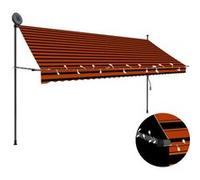 vidaXL Luifel handmatig uitschuifbaar met LED 350 cm oranje en bruin145881 Marron G