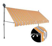 vidaXL Auvent manuel rétractable avec LED 400 cm Jaune et bleu 145854