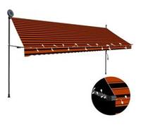 Luifel handmatig uitschuifbaar met LED 400 cm oranje en bruin145882