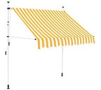 vidaXL Auvent rétractable manuel 150 cm - Hydrofuge, résistant aux UV - Rayures oranges et blanches