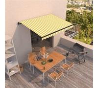vidaXL Luifel handmatig uittrekbaar 350x250 cm geel en wit3069078 Blanc G