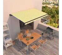 Auvent Manuel Rétractable 450x300 cm Bleu et Blanc Store Terrasse vidaXL
