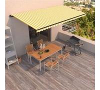 Auvent Manuel Rétractable Auvent de Terrasse Store de Balcon Véranda Jardin Patio Extérieur Ombrage des Fenêtres 600x350 cm Jaune et Blanc