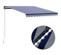 Vidaxl Auvent Manuel Rétractable Avec Led 300x250 Cm Bleu Et Blanc Blanc