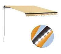 Luifel handmatig uittrekbaar met LED 300x250 cm geel en wit3055222