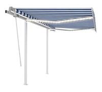 Vidaxl Auvent Manuel Rétractable Avec Led 3x2,5 M Bleu Et Blanc