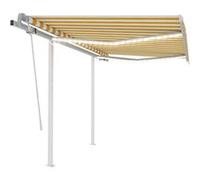 Auvent Manuel Rétractable avec LED 4x3,5 m Bleu et Blanc Store Balcon vidaXL