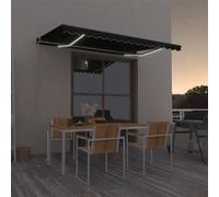Luifel handmatig uittrekbaar met LED 400x350 cm antracietkleur3069184