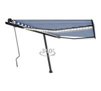 Vidaxl Auvent Manuel Rétractable Avec Led 400x350 Cm Bleu Et Blanc Bleu