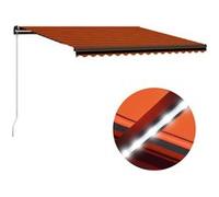 Vidaxl Auvent Manuel Rétractable Avec Led 450x300 Cm Orange Et Marron Orange