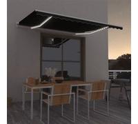 Luifel handmatig uittrekbaar met LED 450x350 cm antracietkleur3069004