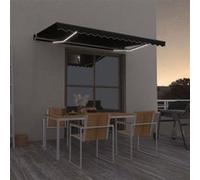 Auvent Manuel Rétractable avec LED 350x250 cm Jaune et Blanc Store vidaXL