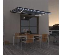Luifel handmatig uittrekbaar met LED 450x350 cm blauw en wit3069201