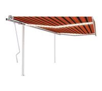 Vidaxl Auvent Manuel Rétractable Avec Led 4x3 M Orange Et Marron