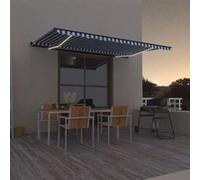 vidaXL Luifel handmatig uittrekbaar met LED 500x300 cm blauw en wit3069141 Blanc G