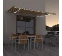Auvent Manuel Rétractable avec LED 400x350 cm Jaune et Blanc Store vidaXL