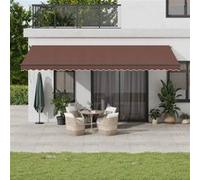 Vidaxl Auvent Manuel Rétractable Avec Led Marron 600x350 Cm