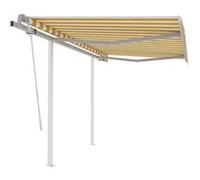 Vidaxl Auvent Manuel Rétractable Avec Poteaux 3x2,5 M Jaune Et Blanc Jaune