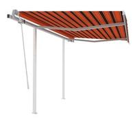 Vidaxl Auvent Manuel Rétractable Avec Poteaux 3x2,5 M Orange Et Marron