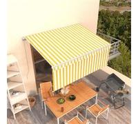 Vidaxl Auvent Rétractable Manuel Avec Store 3,5x2,5 M Jaune Et Blanc Jaune