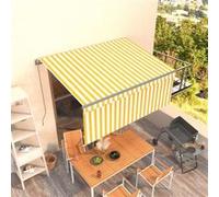 vidaXL Luifel handmatig uittrekbaar met rolgordijn 3x2,5 m geel en wit 3069378 Blanc G