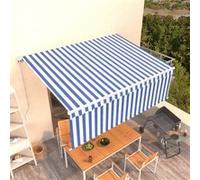 Auvent Manuel Rétractable avec Store Banne Pliable Jardin Balcon Terrasse Patio Extérieur Protection contre Rayons UV 4x3 m Bleu et Blanc