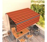 vidaXL Auvent manuel rétractable 4 x 3 m avec store Orange et Marron