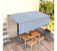 Vidaxl Auvent Rétractable Manuel Avec Store 5x3 M Bleu Et Blanc