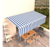 vidaXL Luifel handmatig uittrekbaar met rolgordijn 6x3 m blauw en wit3069356 G