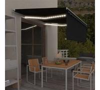 Vidaxl Auvent Manuel Rétractable Avec Store Et Led 4x3 M Anthracite