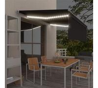 vidaXL Luifel handmatig uittrekbaar met rolgordijn LED 4x3 m antraciet3069424 G