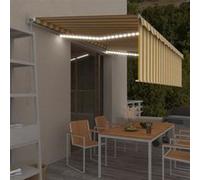 Auvent Rétractable Manuel Avec Store Led 5x3 M Jaune Et Blanc