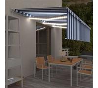 vidaXL Luifel handmatig uittrekbaar met rolgordijn LED 6x3 m blauw wit3069361 G