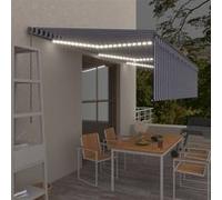 vidaXL Luifel handmatig uittrekbaar met rolgordijn LED 6x3 m blauw wit3069481 G