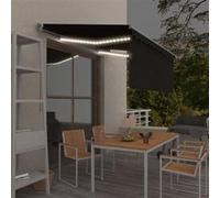 Vidaxl Auvent Rétractable Manuel Avec Store Led 3,5x2,5 M Anthracite