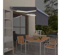 vidaXL Auvent rétractable manuel avec store LED 3,5 x 2,5 m Bleu/Blanc
