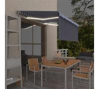 vidaXL Auvent manuel rétractable et store et LED 3x2,5 m Bleu et blanc 3069381