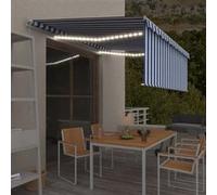 vidaXL Luifel handmatig uittrekbaar rolgordijn LED 4,5x3 m blauw wit3069321 G