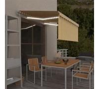 Vidaxl Auvent Automatique Capteur De Vent Led 3,5x2,5 M Jaune Et Blanc Jaune