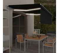 vidaXL Luifel met rolgordijn, LED en windsensor 4x3 m antracietkleurig 3069314 G