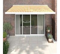 vidaXL Auvent rétractable jaune et blanc 3,5x2,5 m tissu et aluminium Blanc