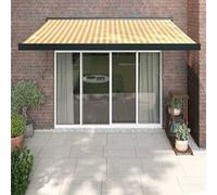 Luifel uittrekbaar 3,5x2,5 m stof en aluminium geel en wit3154607