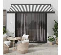 Store à Cassette Manuel 450x300 cm Bleu et Blanc Auvent Rétractable vidaXL